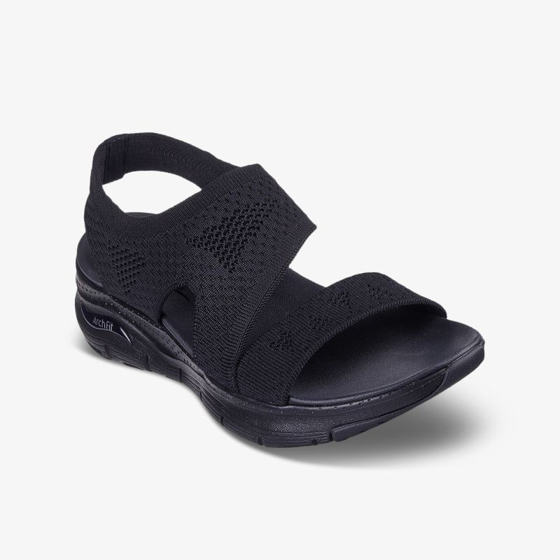 Schwarze Sandale mit weichem, atmungsaktivem Material und verstellbarem Riemen für optimalen Komfort und Halt