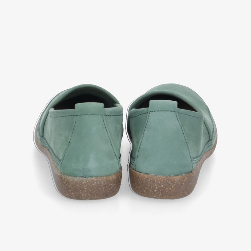 Rückansicht eines bequemen, gepolsterten Paares Schuhe mit rutschfester, flexibler Sohle und casual Design