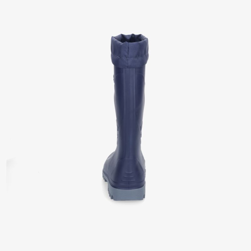 Blauer Gummistiefel mit hoher Schaftlänge und rutschfester Sohle, robust und wasserfest für optimalen Schutz
