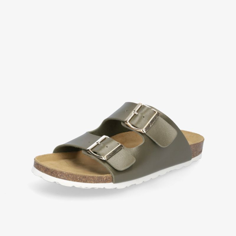 Bequeme Sandale mit verstellbaren Schnallen und Korkfußbett, rutschfeste weiße Sohle, Alltagsschuhe