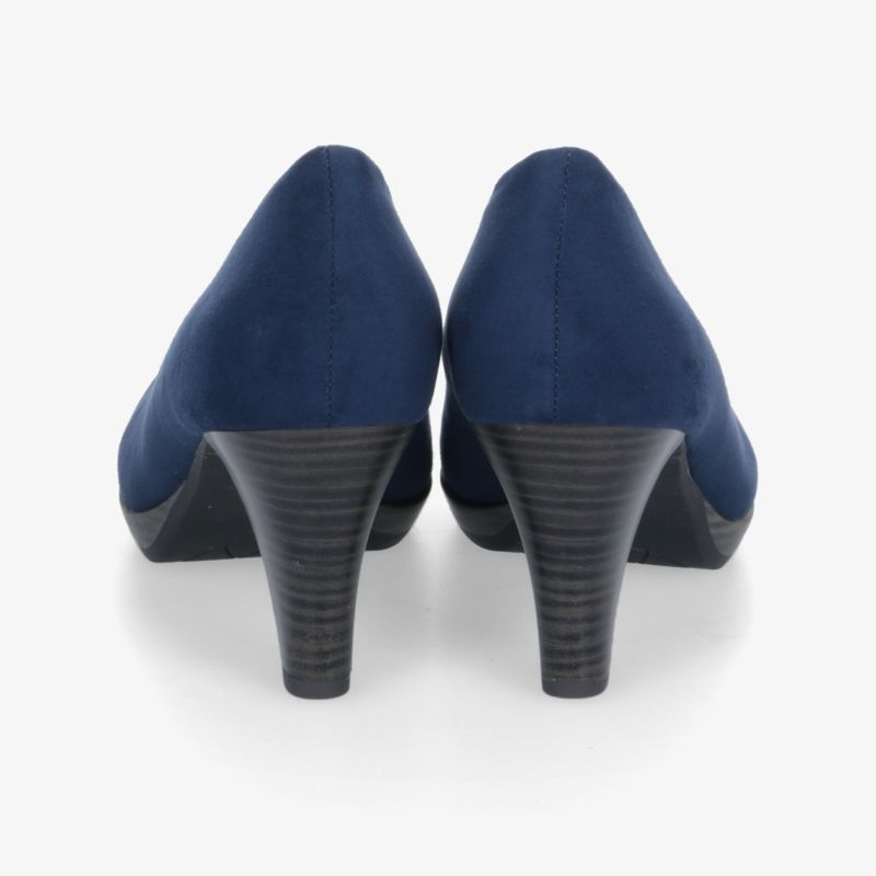 Blaue Absatzschuhe mit einem stabilen, eleganten Design und rutschfester Sohle für optimalen Komfort.
