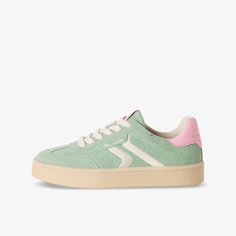 Grüner Sneaker mit bequemer, weicher Sohle und gepolstertem Schaftrand für optimalen Tragekomfort