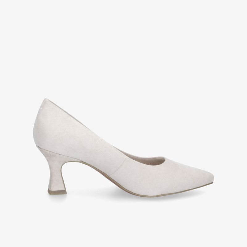 Eleganter weißer Pumps mit mittlerem Absatz und spitzer Form, perfekt für stilvolle Anlässe.