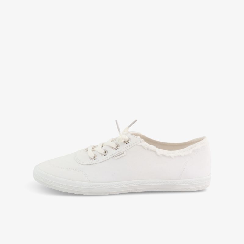 Moderner weißer Sneaker mit zeitlosem Design und Komfort. Perfekt für alltägliche Freizeitaktivitäten.