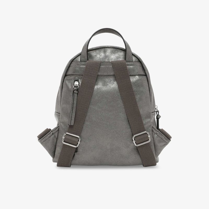 Kompakter grauer Rucksack mit verstellbaren Trägern, ideal für urbane Abenteuer.