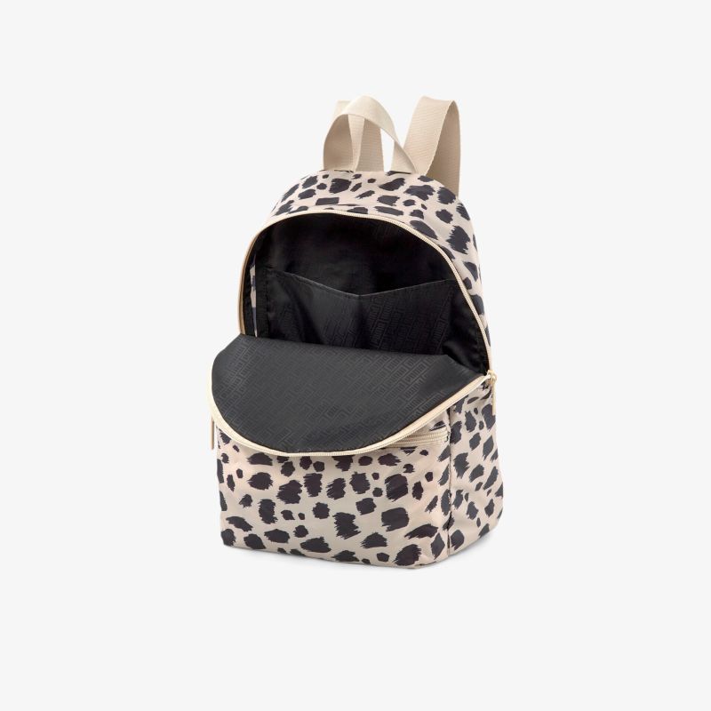 Modischer Rucksack im Leopardenmuster mit geräumigem Hauptfach und komfortablen Trägern.