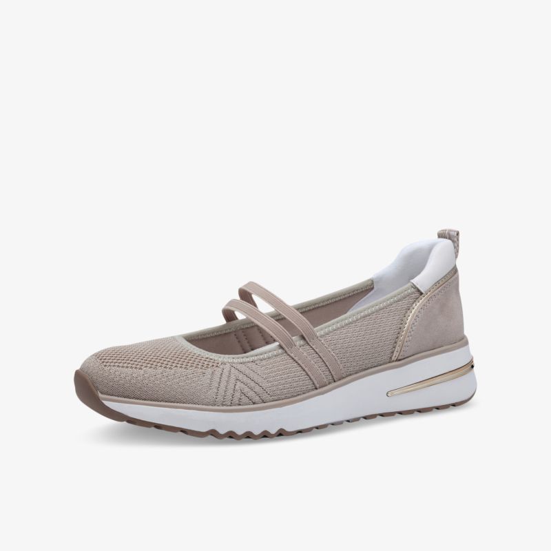 Beiger Sneaker mit elastischen Riemchen und rutschfester Sohle für optimalen Komfort und flexiblen Halt