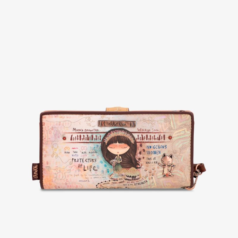 Stilvolle Geldbörse mit kreativem Design und einzigartigen Illustrationen in lebendigen Farben.