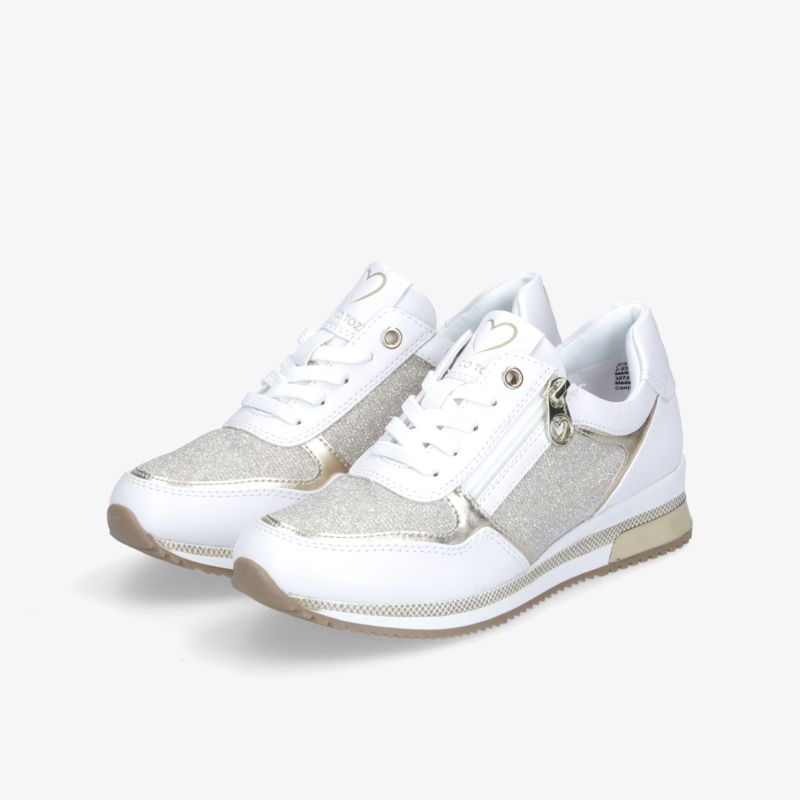 Elegante weiße Sneakers mit sportlichem Design und stilvollen Details aus hochwertigen Materialien.