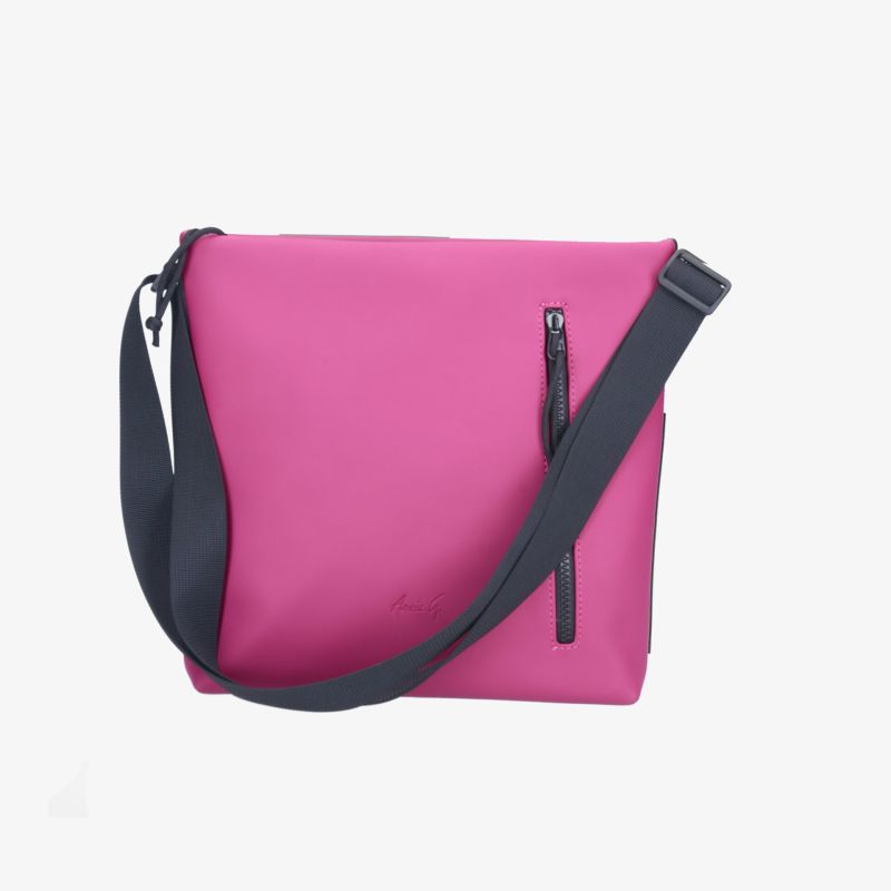 Modische rosa Schultertasche mit verstellbarem Gurt und praktischem Reißverschluss, kompakt und leicht