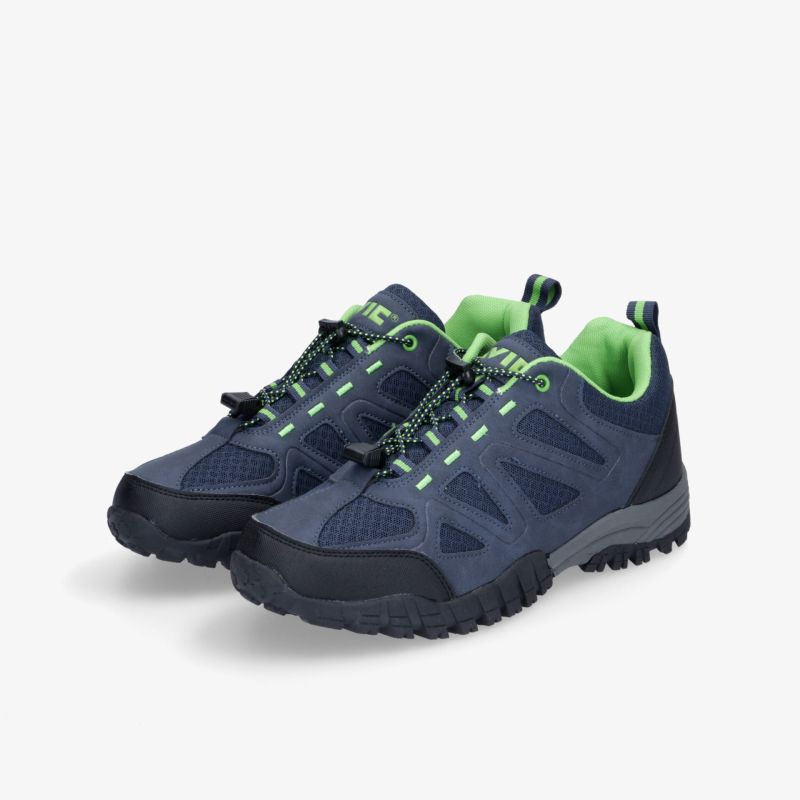 Leichter, bequemer Schuh mit rutschfester Sohle und ergonomischem Design in Blau mit grünen Akzenten.