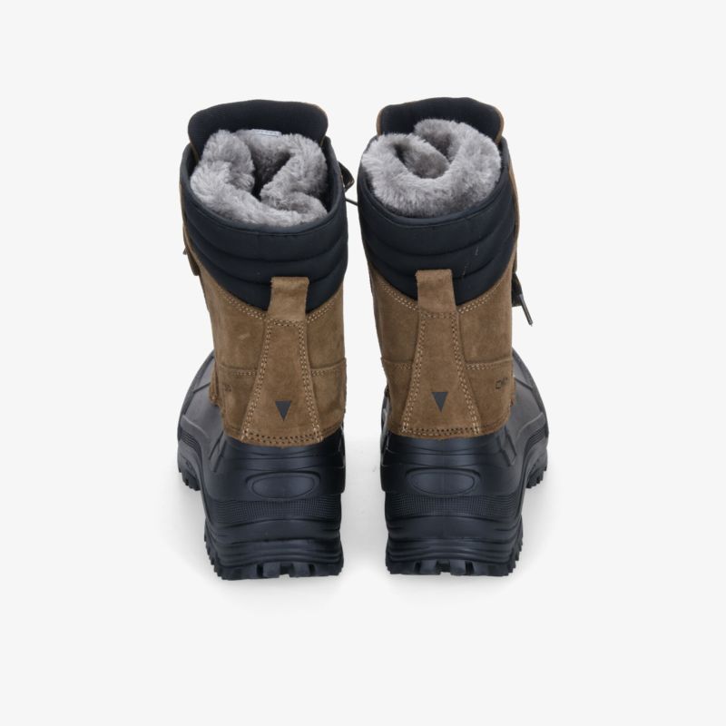 Wasserabweisende, warm gefütterte Winterstiefel mit robuster Sohle und modernem Design, hintenansicht.