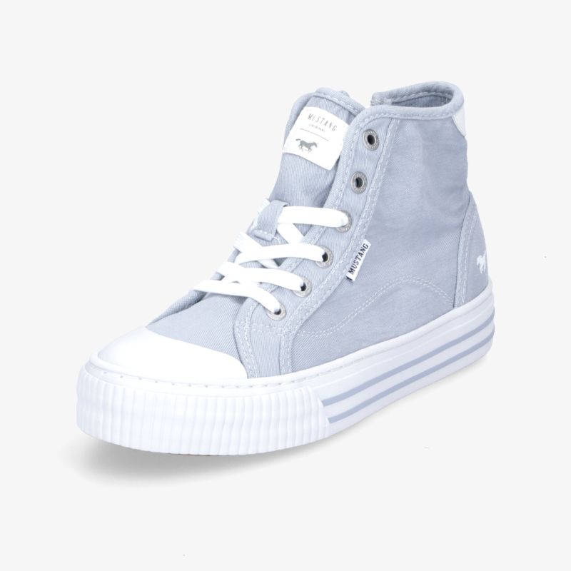 Stylische graue Sneaker mit hohem Schnitt und weißer Sohle für maximalen Komfort.