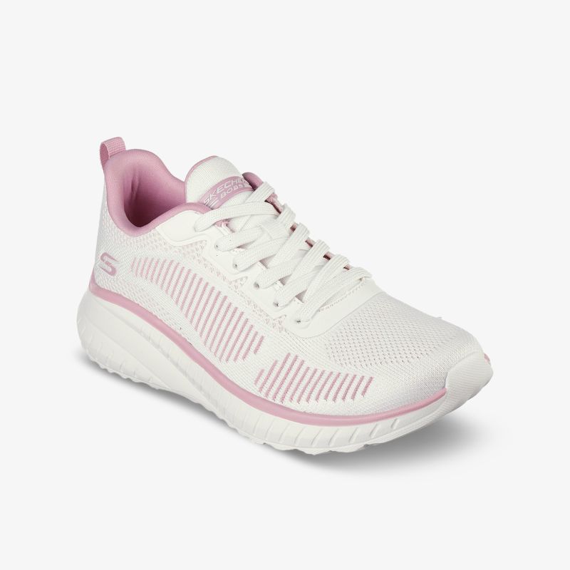Sportlicher weißer Sneaker mit rosa Akzenten, ideal für Komfort und Stil im Alltag.