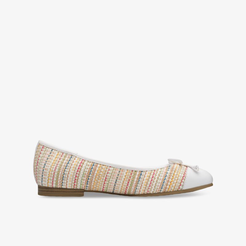 Flacher bunter Ballerina mit eleganter Schleife und weichem Material für hohen Tragekomfort und vielseitige Nutzung