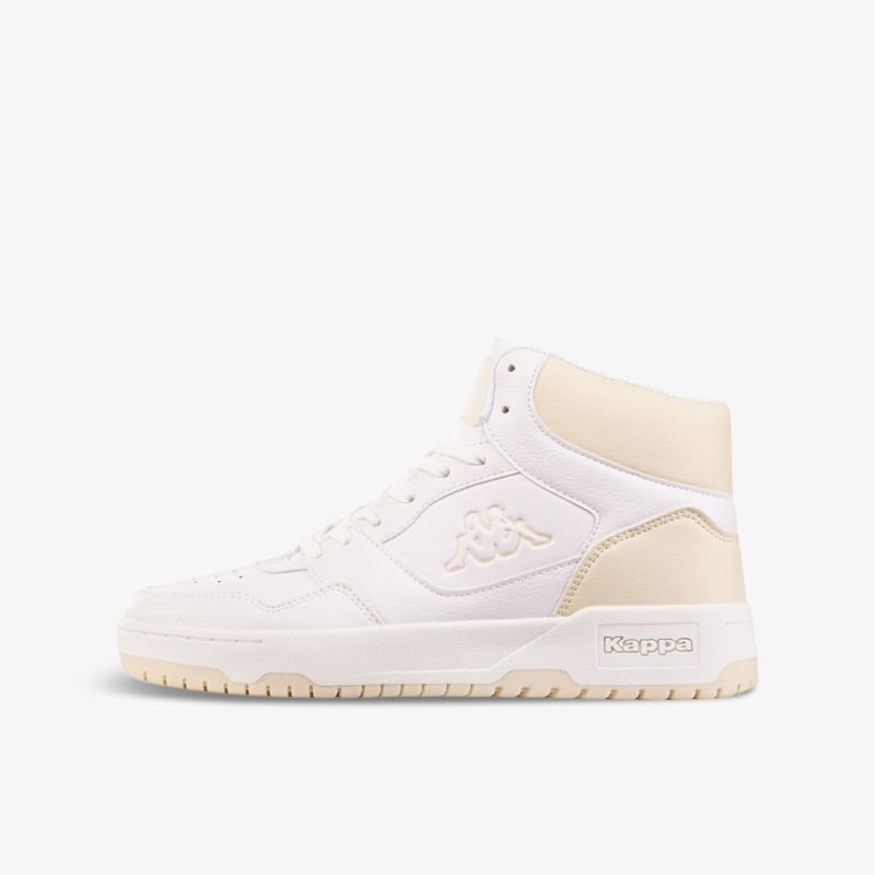 Moderner weißer High-Top-Sneaker mit komfortabler Gummisohle und stilvollem Design, ideal für vielseitige Outfits.