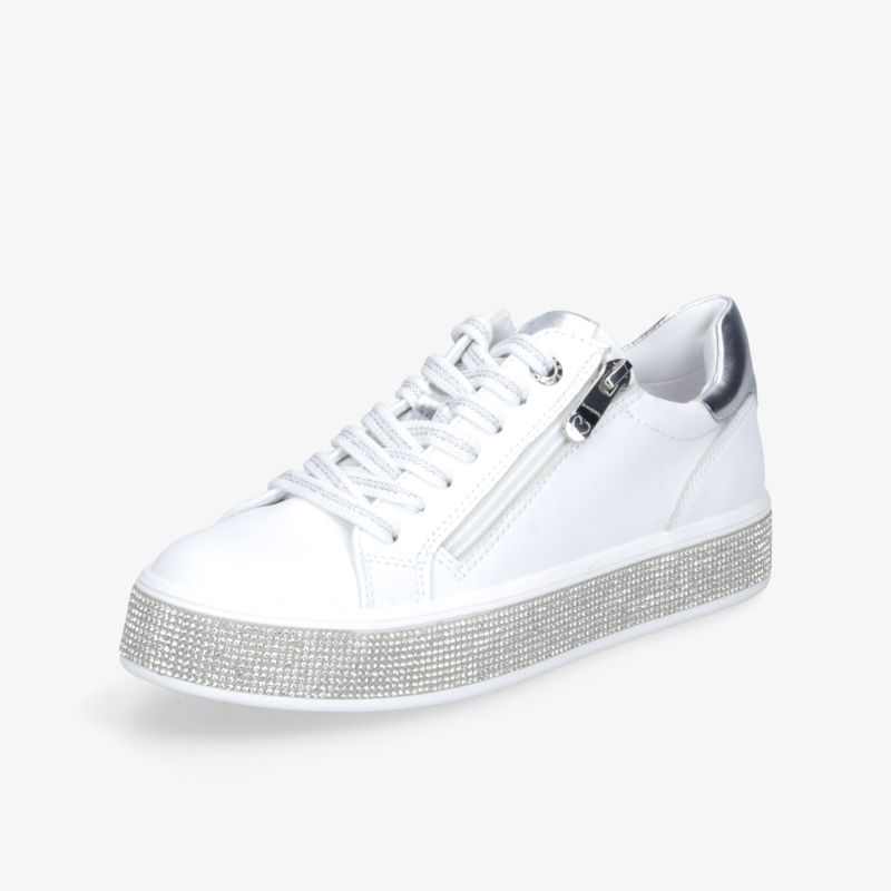Weißer Sneaker mit Reißverschluss, dicker Sohle und bequemer Passform für modischen und sportlichen Look