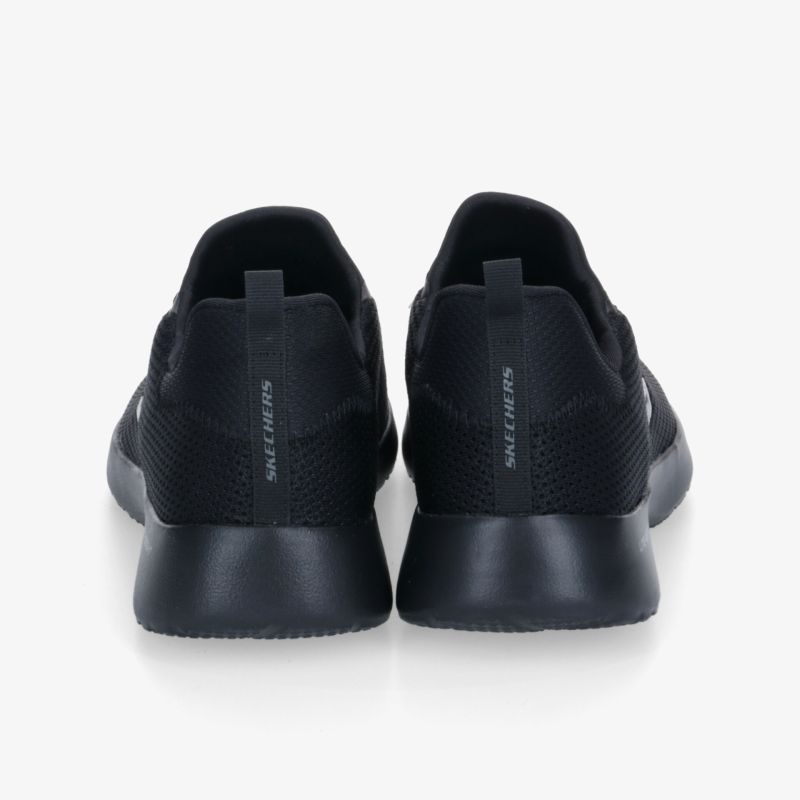 Eleganter schwarzer Sneaker mit rutschfester Sohle, ideal für sportliche Aktivitäten und Freizeit.