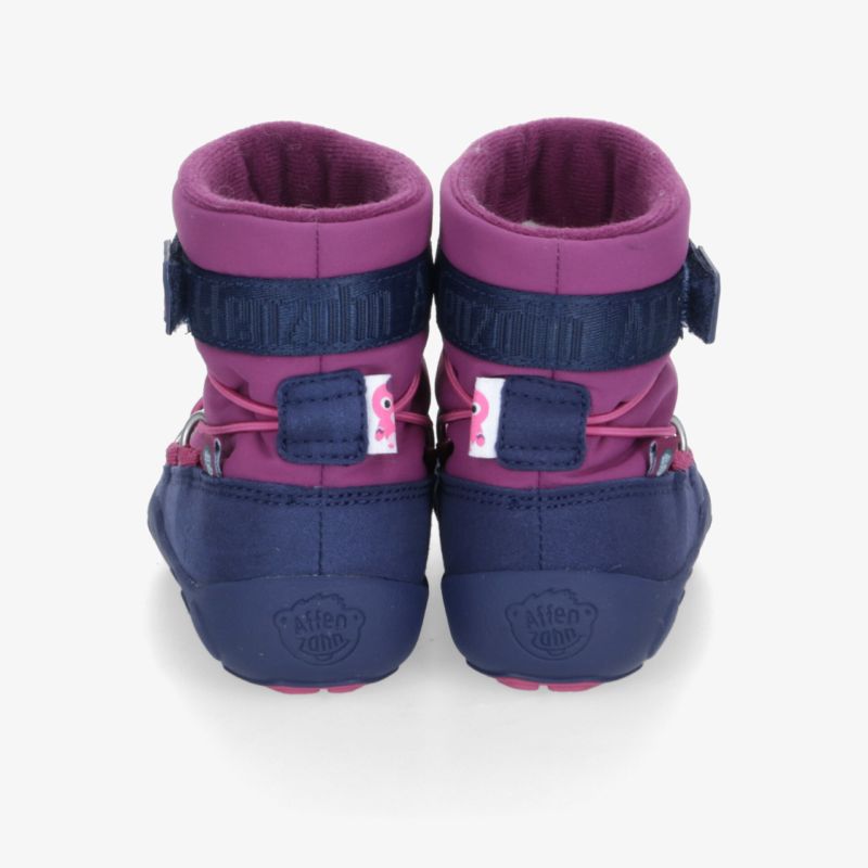 Warme Winterstiefel in Blau und Pink mit robustem Material, gepolstertem Schaft und rutschfester Sohle, Rückansicht
