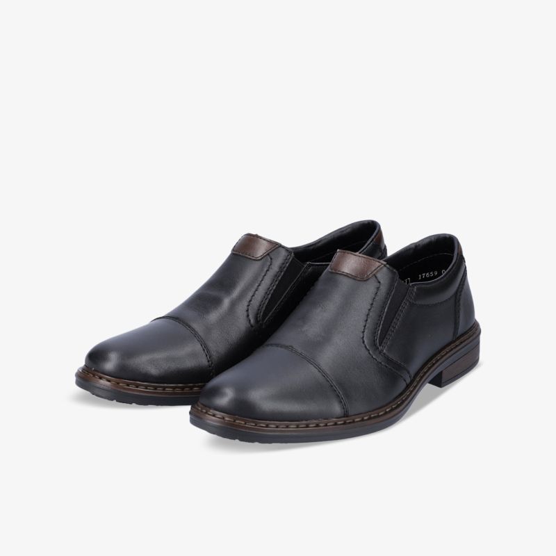Elegante schwarze Schuhe mit rutschfester Sohle und komfortablem Design, ideal für Business und Freizeit.