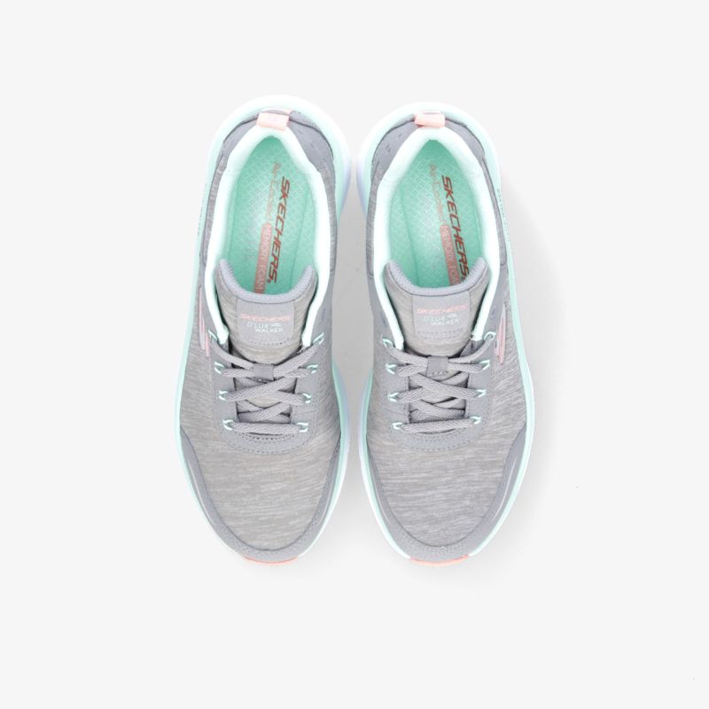 Leichte graue Sneakers mit Mint-Innenfutter, bequeme Passform und sportliches Design für vielseitigen Einsatz.