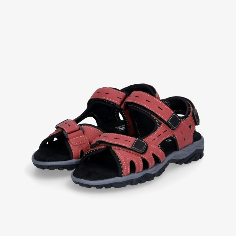Rote bequeme Sandalen mit verstellbaren Riemen und rutschfester Sohle, ideal für angenehmen Tragekomfort