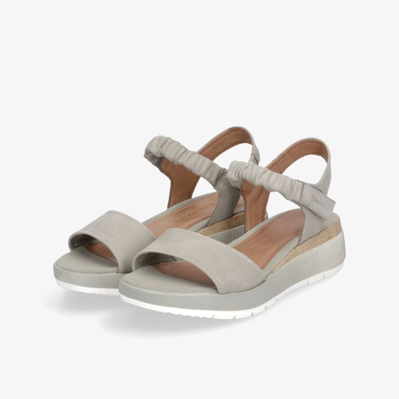 Bequeme graue Sandalen mit verstellbarem Riemen und weichem Fußbett, rutschfeste und leichte komfortable Sohle