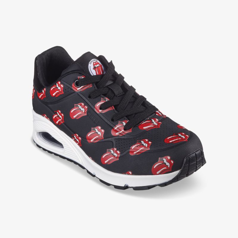 Sportlicher Sneaker mit gepolsterter Innensohle, robuster Sohle und modernem Muster in schwarzer Farbe