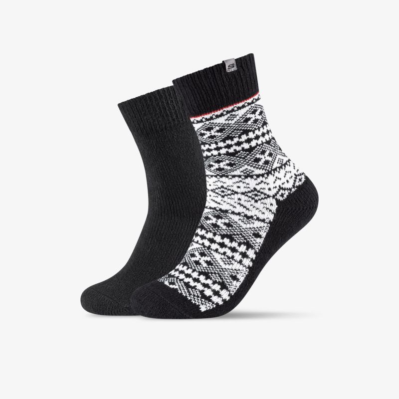 Warme und bequeme Thermosocken in Schwarz und Muster, gepolstert und elastisch für optimalen Tragekomfort