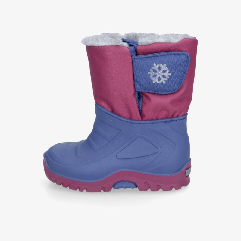 Warmer und bequemer Winterstiefel mit isolierender Fütterung und rutschfestem Profil in Blau und Pink.