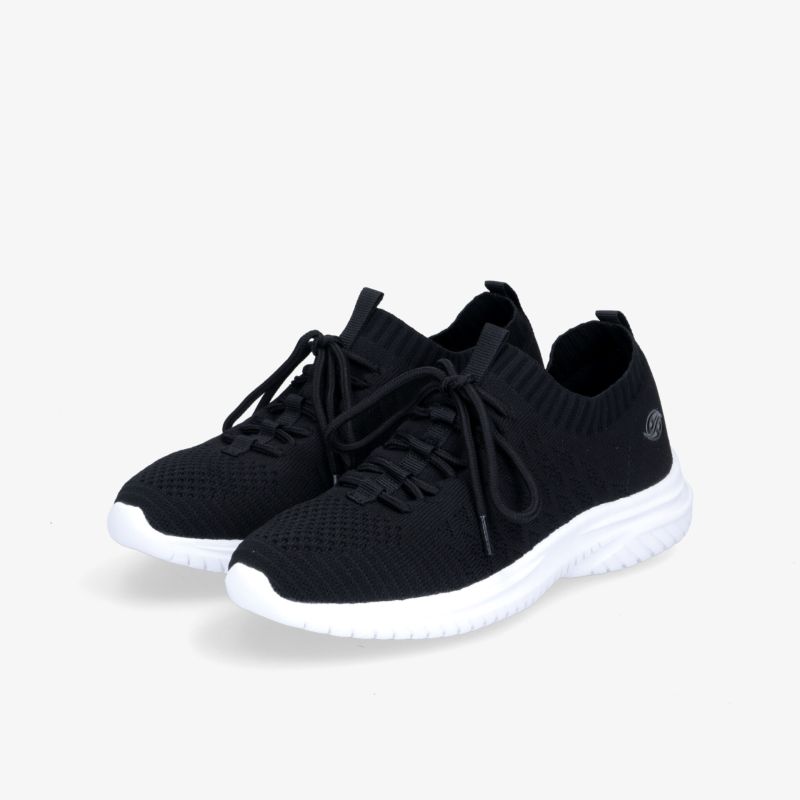 Schwarze Sneakers mit weißer Sohle, bequem und atmungsaktiv, ideal für den täglichen Gebrauch, sportliches Design