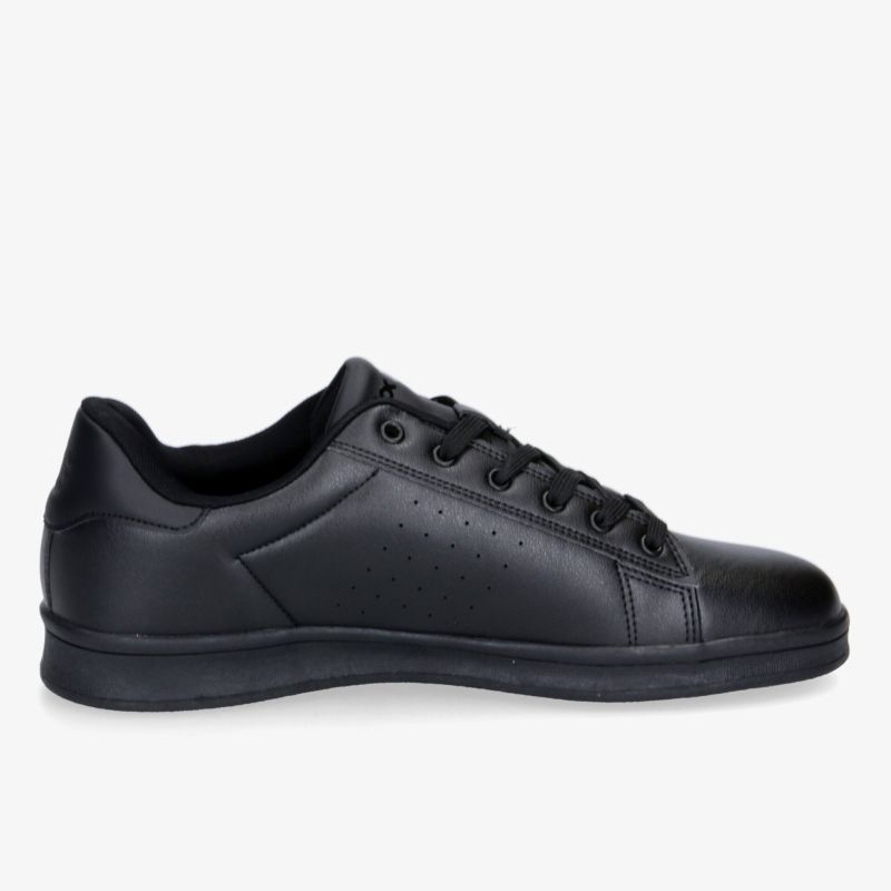 Schwarz glänzender Sneaker mit komfortabler Passform und schlichtem Design, ideal für Alltag und Büro.