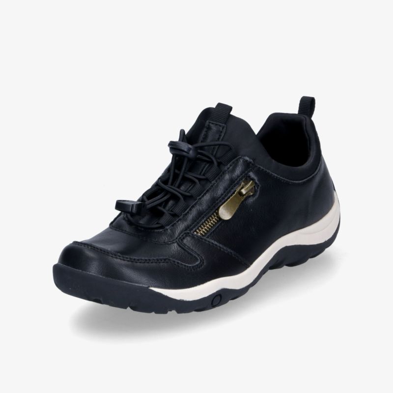 Schwarzer Sneaker mit Reißverschluss, rutschfester Sohle und sportlichem Design für hohen Tragekomfort