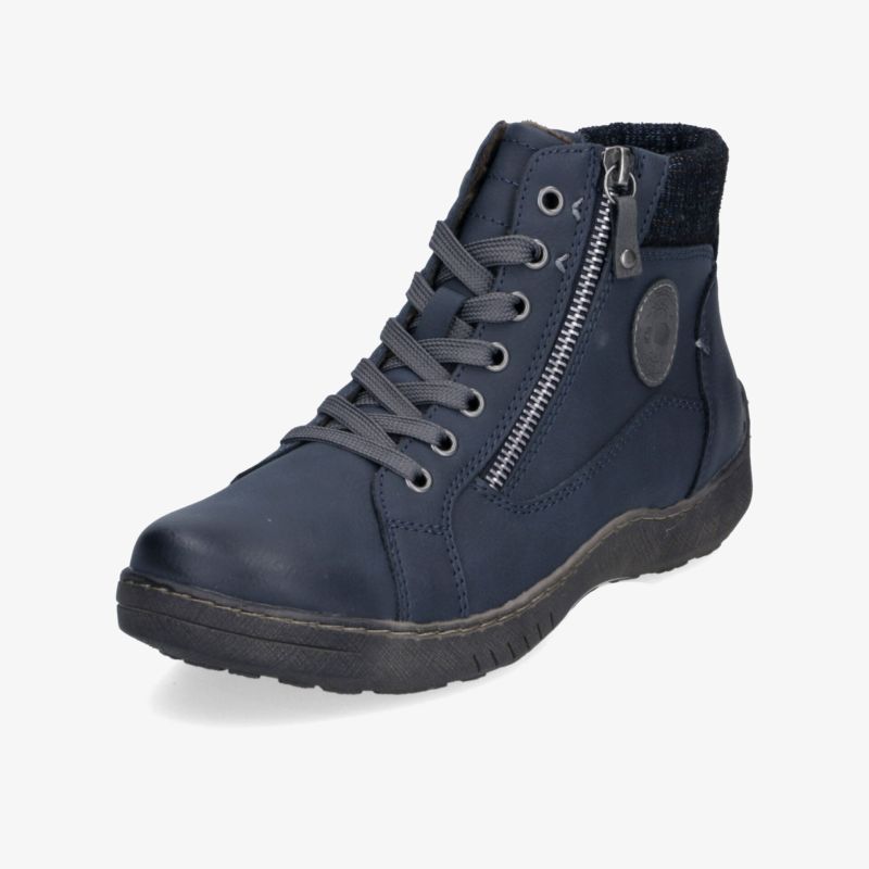 Bequemer blauer Stiefel mit praktischem Reißverschluss und robuster, rutschfester Sohle für optimalen Halt