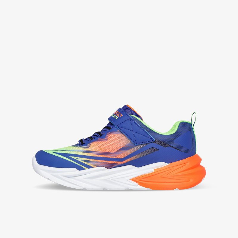 Seitliche Ansicht eines sportlichen, farbenfrohen Sneakers mit leichter, gut gedämpfter Sohle und modernem Design