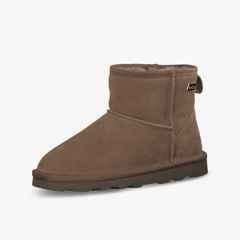 Braune, flauschige Stiefelette mit weichem Innenfutter und robuster, rutschfester Sohle für optimalen Tragekomfort.