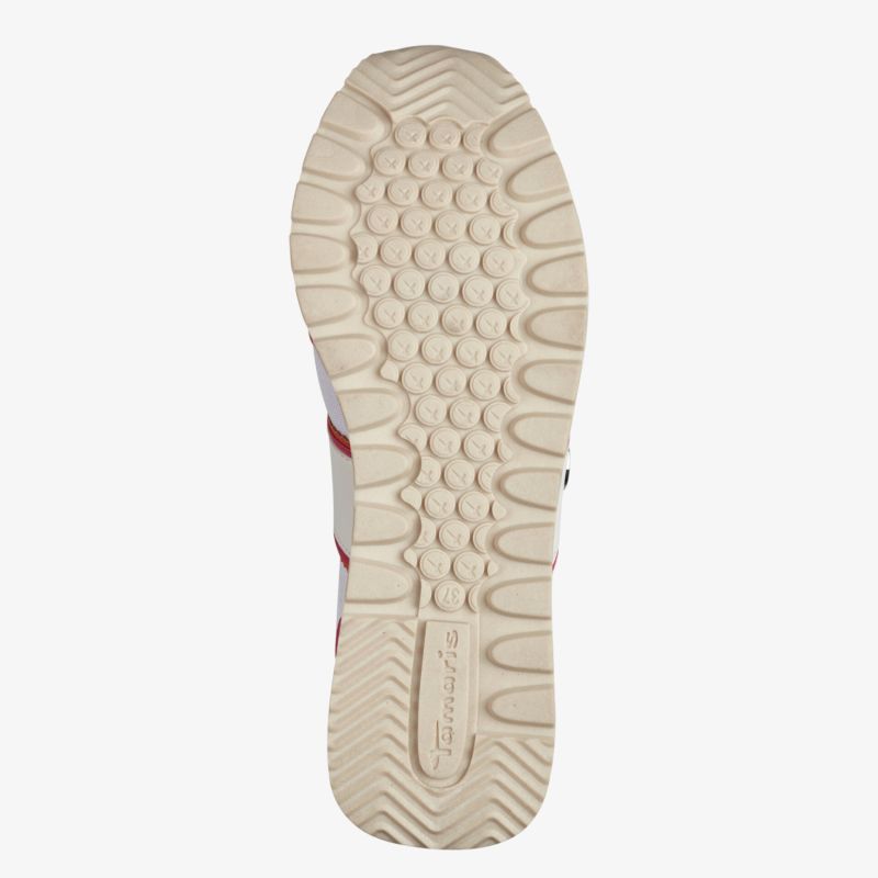 Detailreiche beige Schuhsohle mit rutschfestem und strapazierfähigem Profil für optimalen Halt