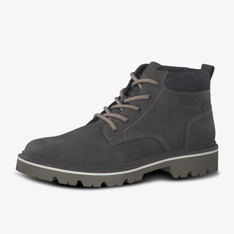 Moderner grauer Stiefel mit rutschfester Sohle, ideal für Outdoor-Aktivitäten und Alltag, bietet Komfort und Stil.