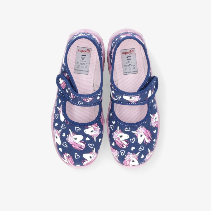 Bequeme Kinderschuhe mit farbenfrohem Einhorn-Design, weichem Material und praktischem Klettverschluss für optimalen Halt