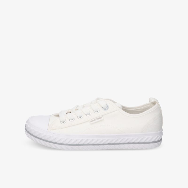 Weißer Sneaker mit klassischem Design und Schnürung, perfekt für Alltag und Freizeit.