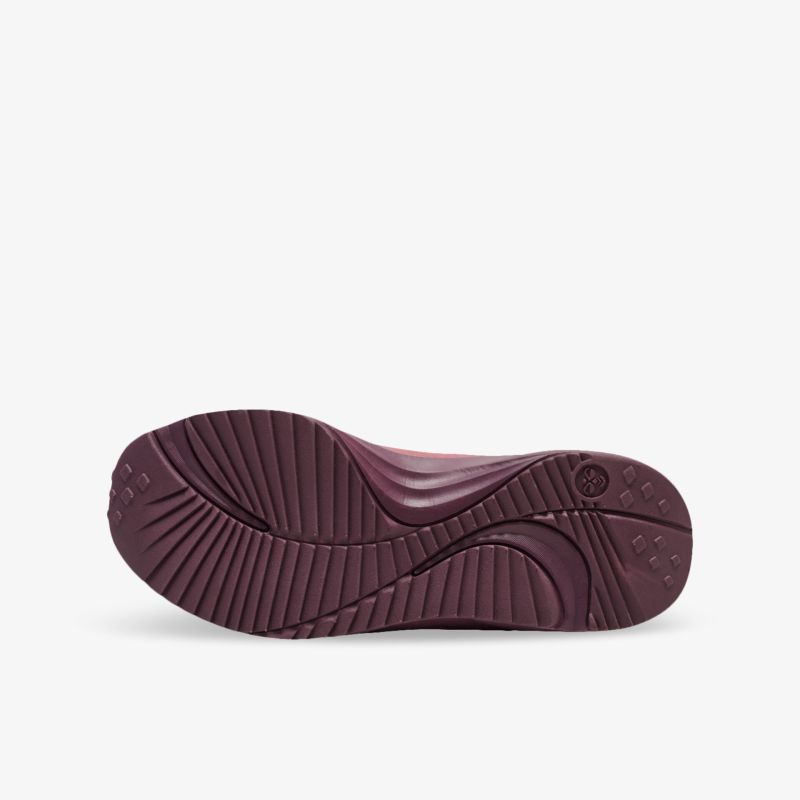 Stilvolle Schuhsohle mit rutschfestem Design und langlebiger Verarbeitung in elegantem Dunkelrot.