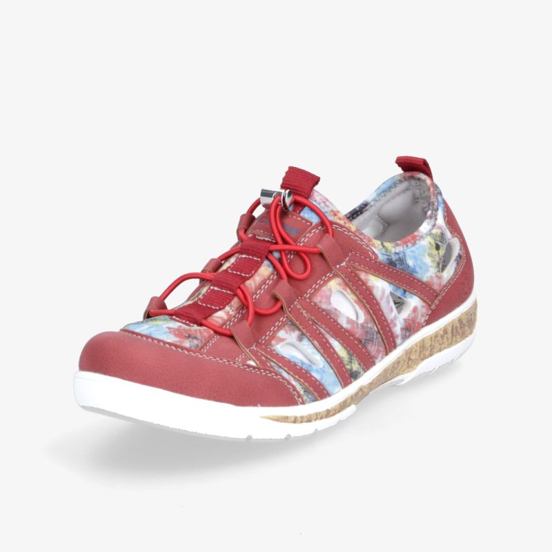 Sportlicher leichter roter Sneaker mit elastischer Schnürung und flexibler Sohle, ideal für aktiven Alltag