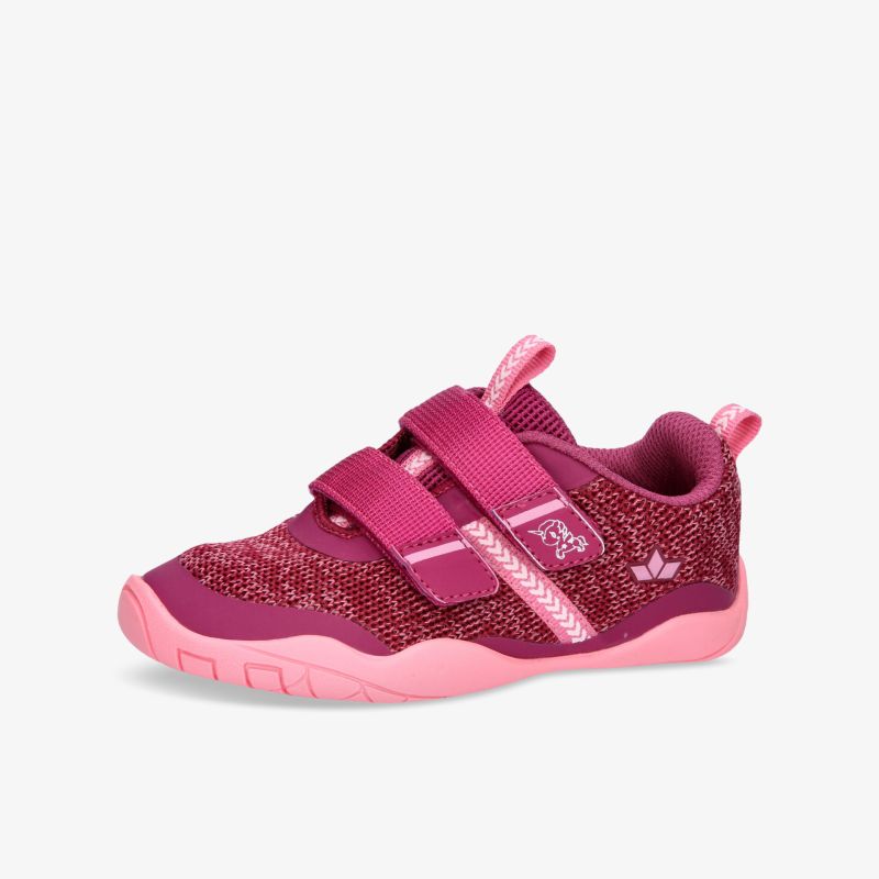 Sportlicher Sneaker mit Klettverschluss und leuchtendem Design in Pink und Rot. Ideal für Freizeitaktivitäten.