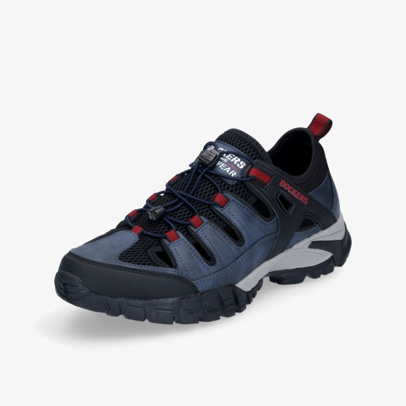 Sportlicher Outdoor-Schuh in Blau mit stabiler Sohle und bequemem Tragegefühl für unebenes Gelände.