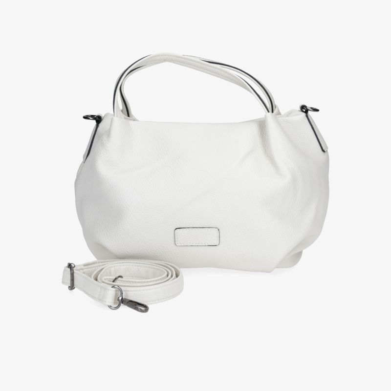 Elegante weiße Handtasche mit weichem Material und abnehmbarem Schultergurt, geräumig und stilvoll gestaltet