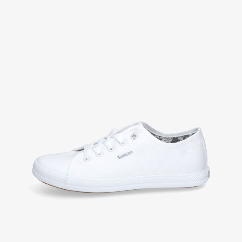 Moderner weißer Sneaker in seitlicher Ansicht, bequem und leicht für den Alltag geeignet, schlicht und zeitlos