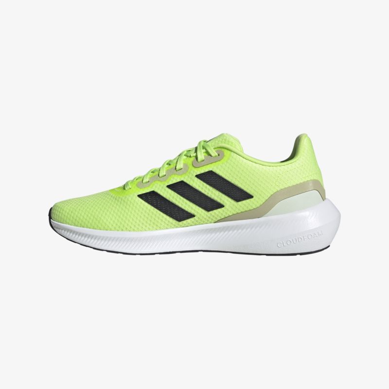 Leichter neonfarbener Laufschuh mit atmungsaktivem Obermaterial und rutschfester Sohle.