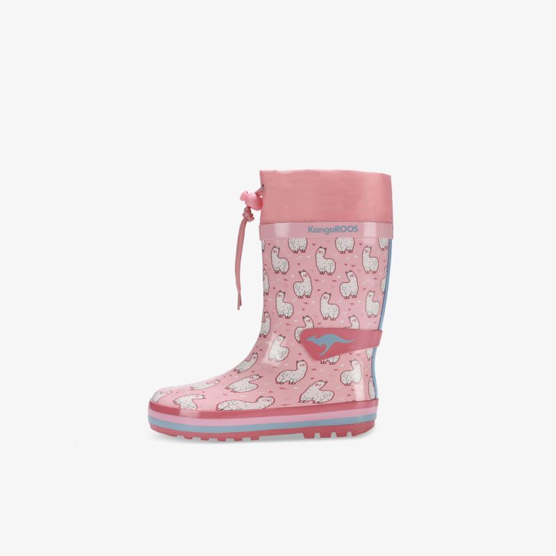 Attraktiver pinker Gummistiefel mit niedlichem Tiermuster, ideal für nasse Tage und optimalen Komfort.