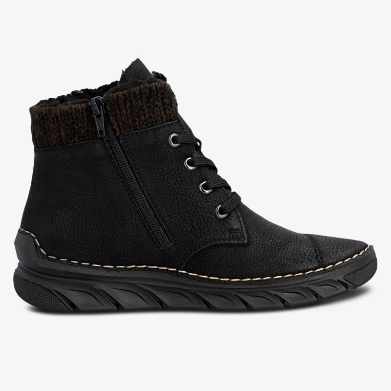 Seitlich sichtbarer warmer Schuh mit Reißverschluss und Schnürung, flexible Sohle für optimalen Halt