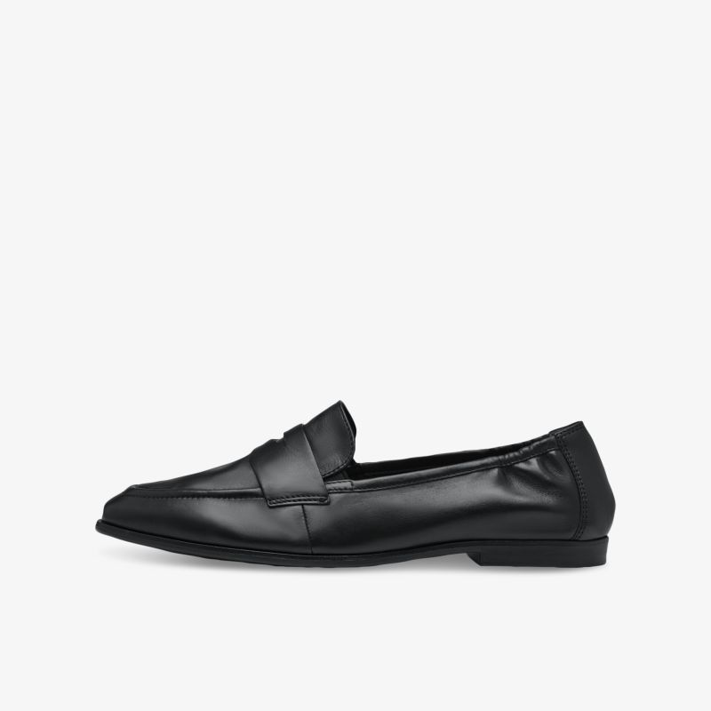 Eleganter schwarzer Lederschuh mit klassischer Form und bequemer Passform, ideal für stilbewusste tragekomfort